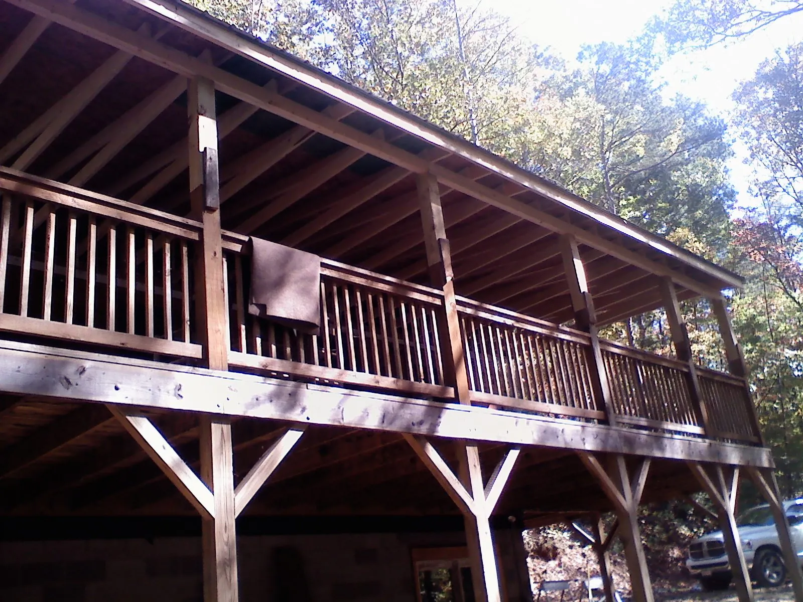 Timber framing under a new elevated porch and deck — Roof Leak Repair in Gayville by Roofing Brothers